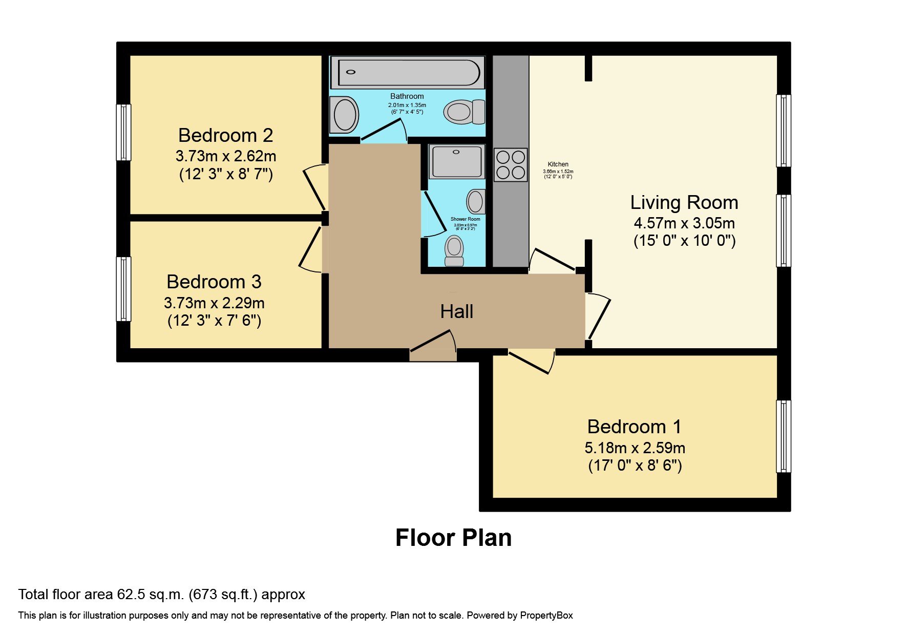 3 bed flat to rent in Charlotte Street - Property Floorplan