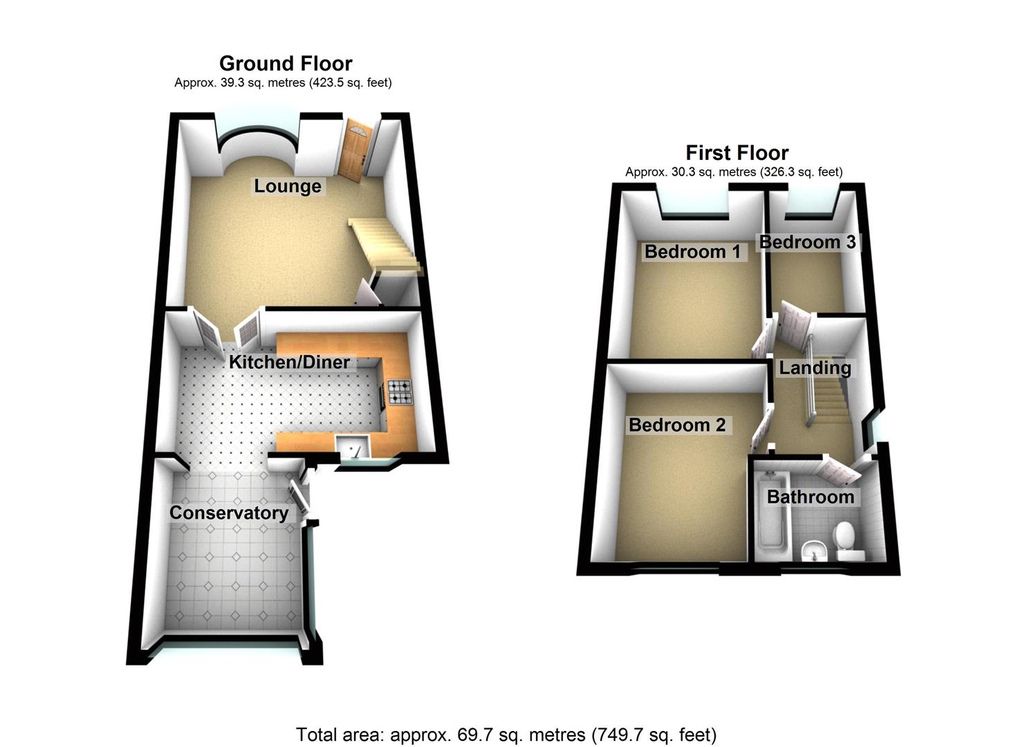 3 bed semi-detached house for sale in Oakdale Close, Halifax - Property floorplan