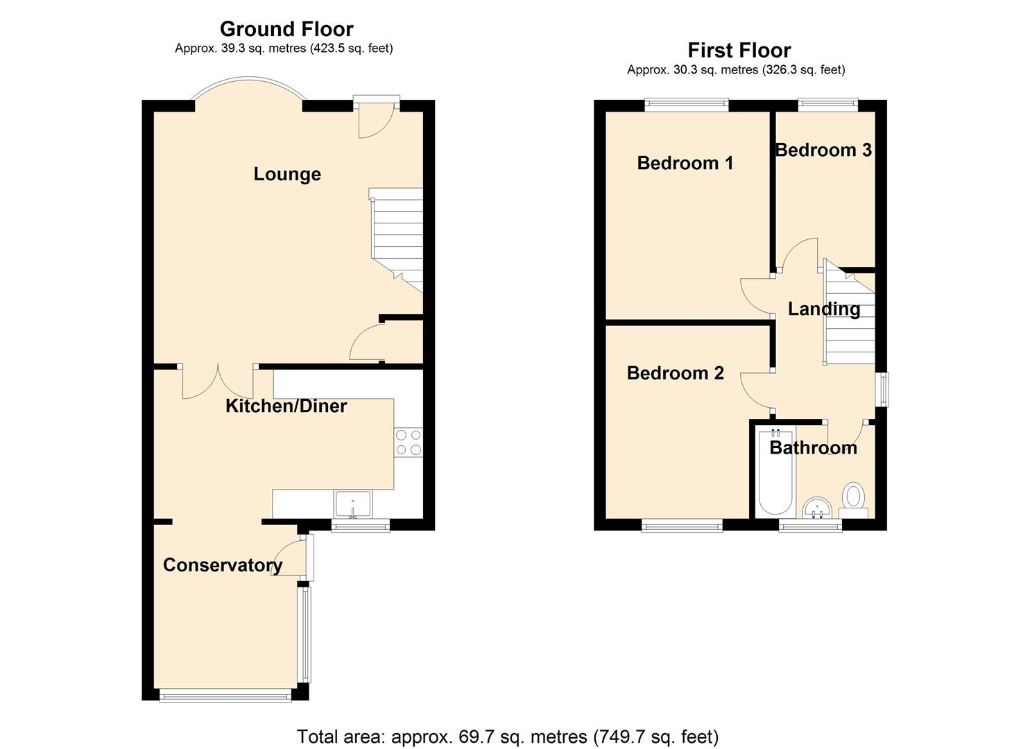 3 bed semi-detached house for sale in Oakdale Close, Halifax - Property floorplan
