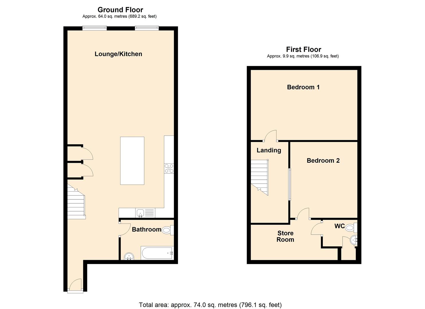 2 bed apartment for sale in Rishworth Mill Lane, Sowerby Bridge - Property floorplan