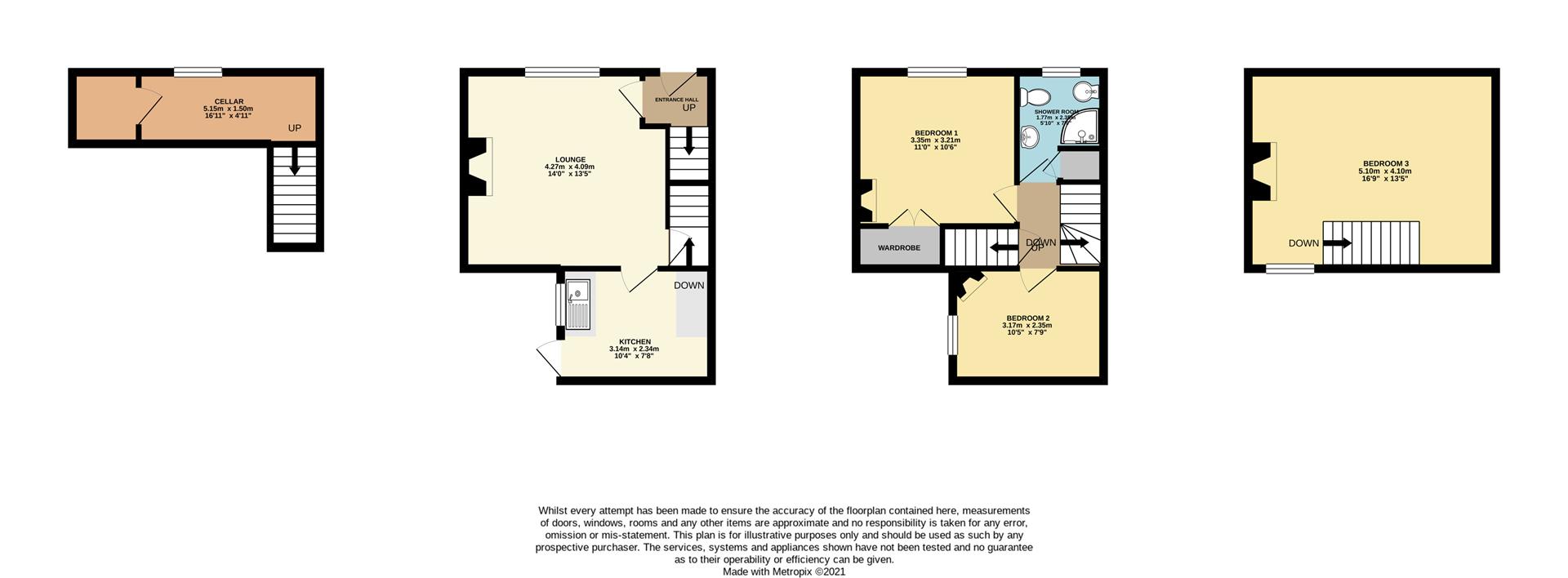 3 bed terraced house for sale in Ainley Street, Elland - Property floorplan