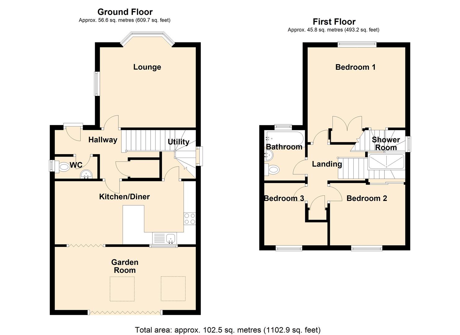 3 bed detached house for sale in Pintail Avenue, Bradford - Property Floorplan
