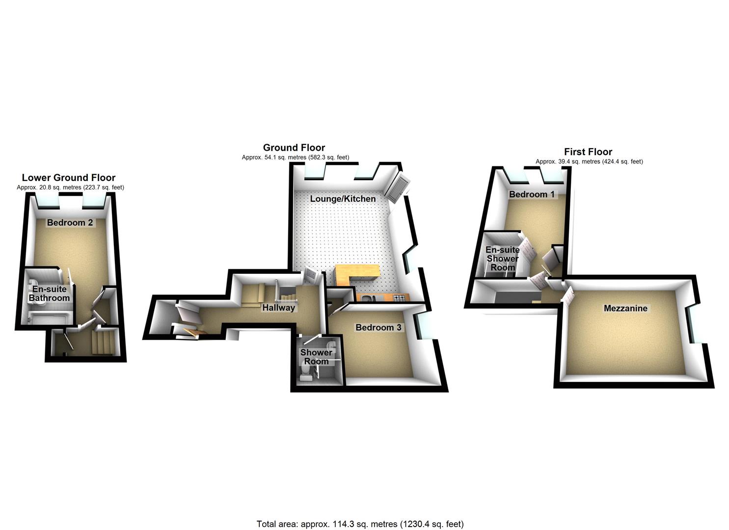 3 bed apartment for sale in Park Road, Elland - Property floorplan