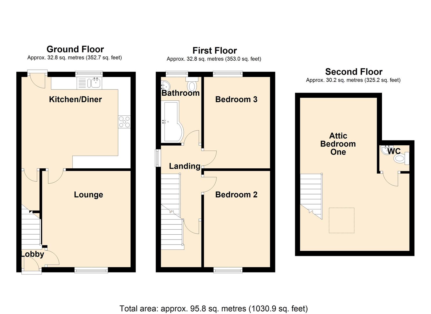 3 bed end of terrace house for sale in Oldham Road, Rishworth - Property floorplan
