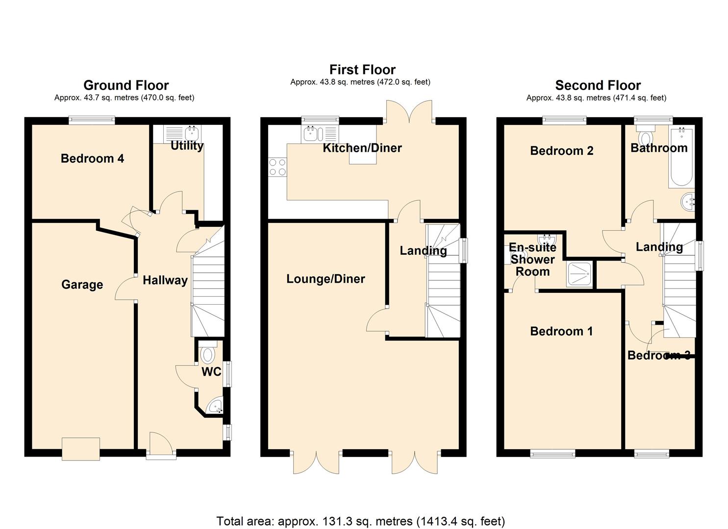 4 bed town house for sale in Hudson View, Bradford - Property floorplan