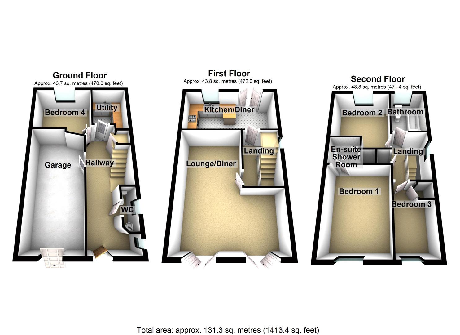 4 bed town house for sale in Hudson View, Bradford - Property floorplan