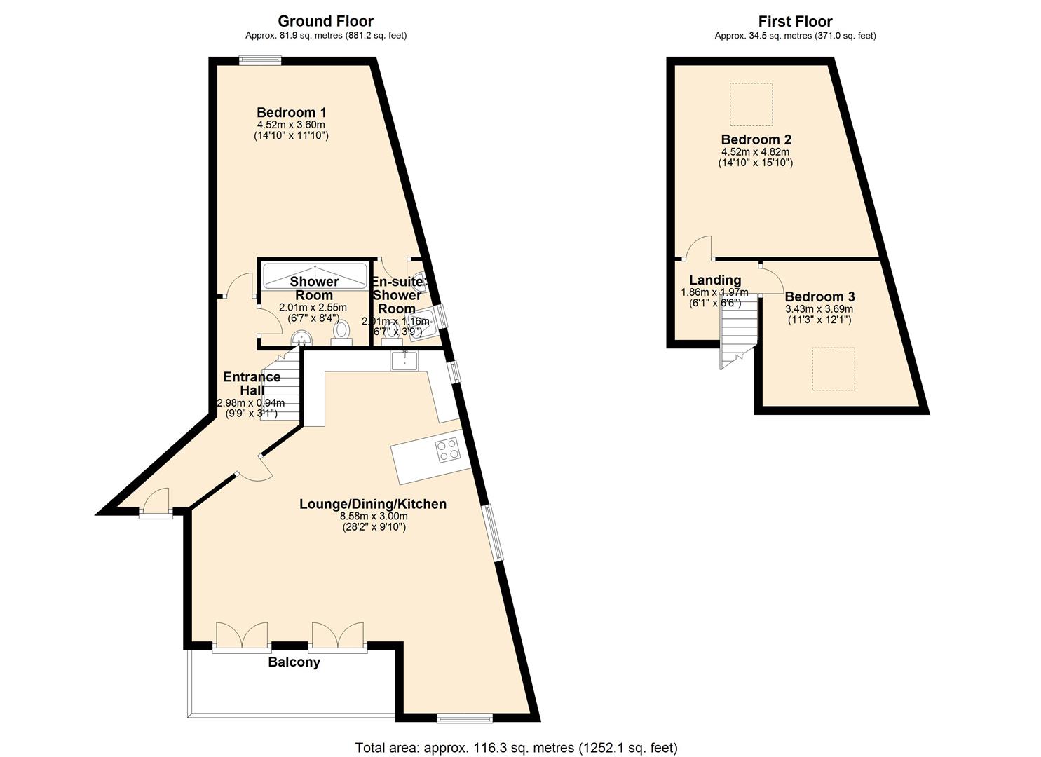3 bed apartment for sale in Green Lane, Halifax - Property floorplan