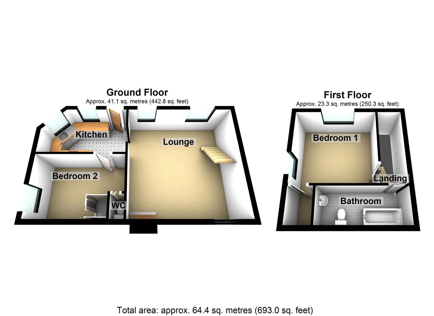 2 bed cottage for sale in Sneaton Cottages, Whitby - Property floorplan