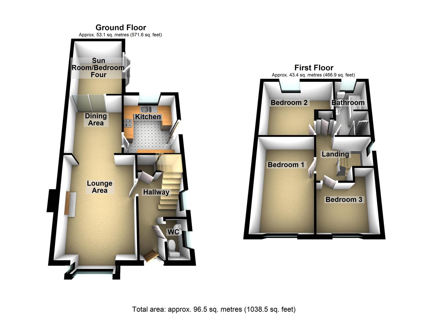 3 bed detached house for sale in Featherbed Close, Halifax - Property floorplan