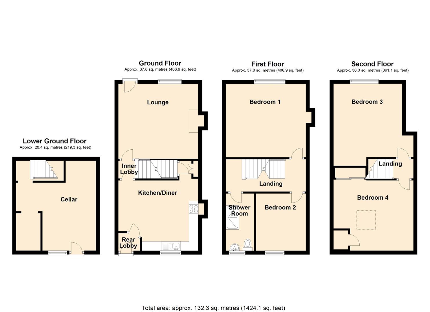 4 bed terraced house for sale in Willow Terrace, Sowerby Bridge - Property floorplan