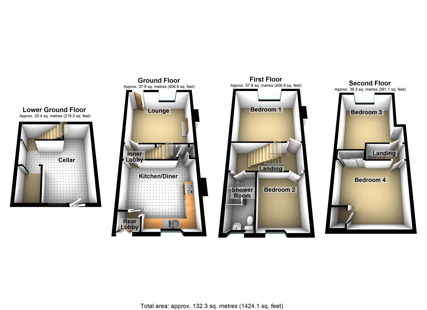 4 bed terraced house for sale in Willow Terrace, Sowerby Bridge - Property floorplan