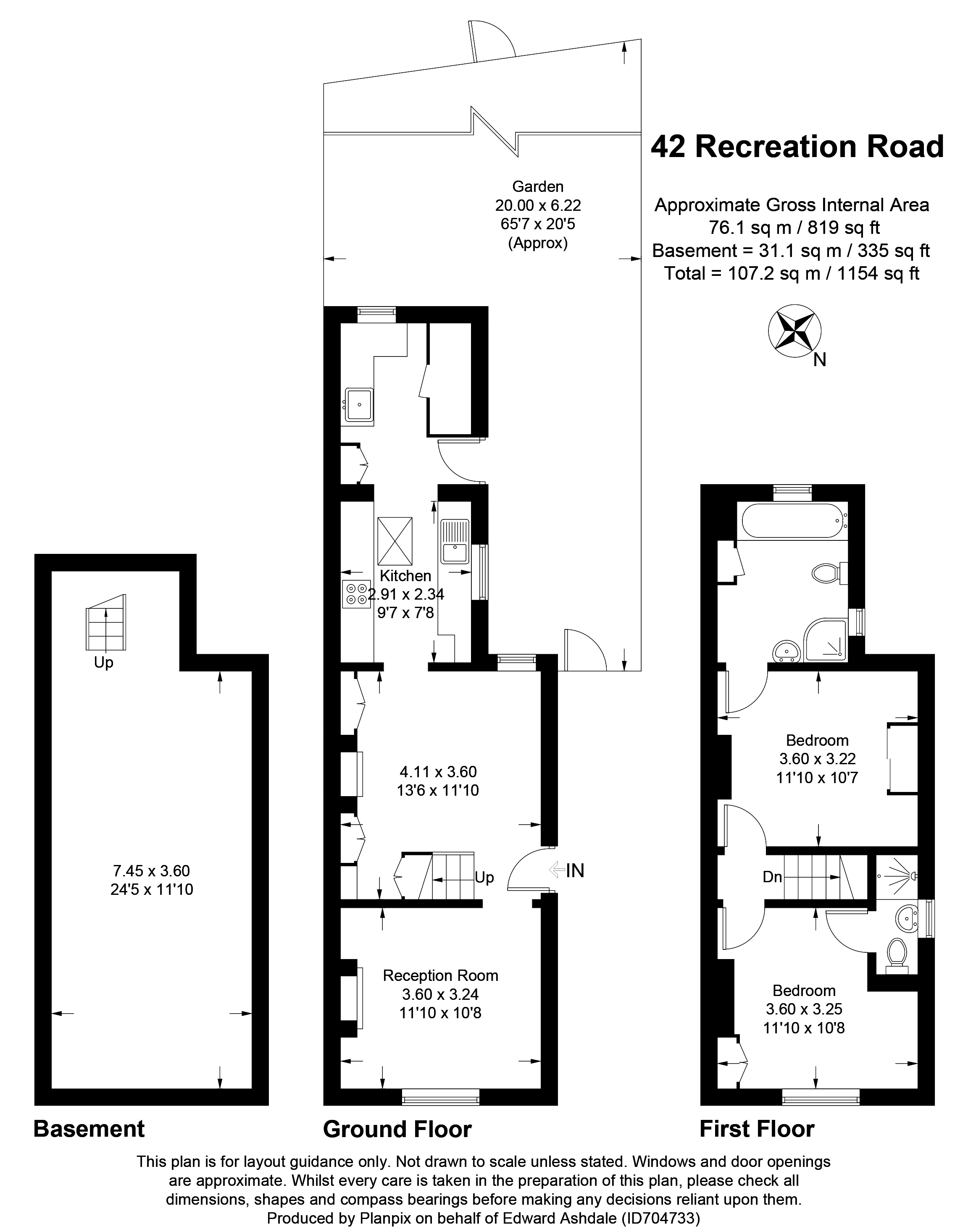 2 bed semi-detached house for sale in Recreation Road, Bromley - Property floorplan