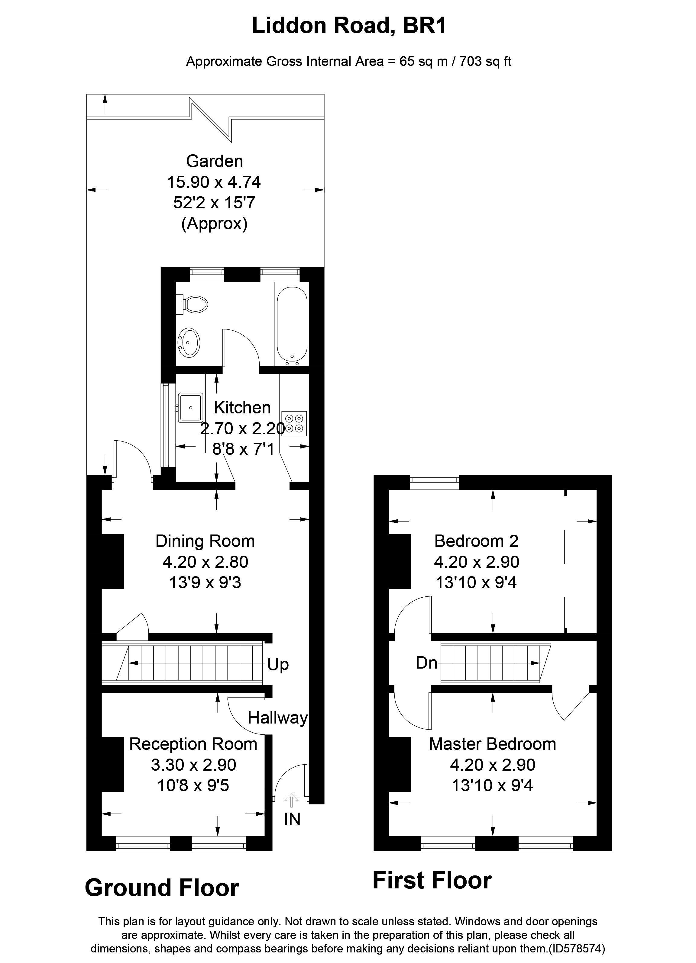 2 bed end of terrace house for sale in Liddon Road, Bromley - Property floorplan