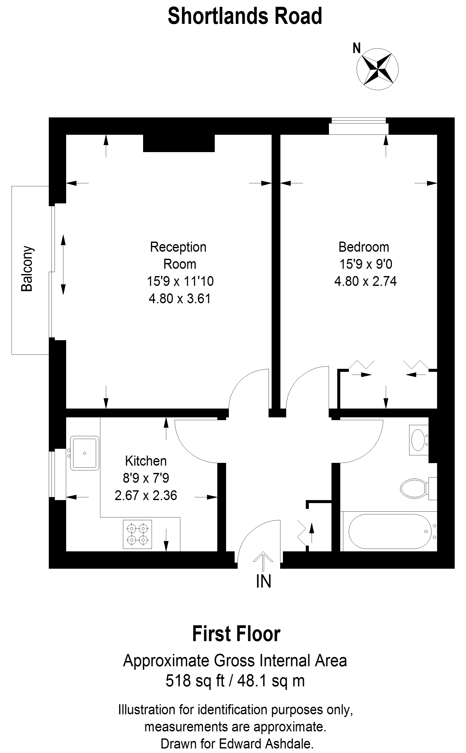 1 bed apartment to rent in Shortlands Road, Bromley - Property floorplan