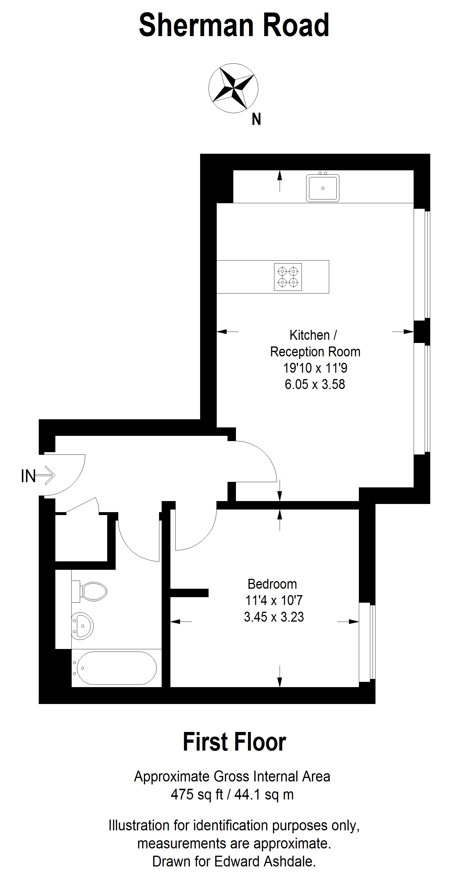 1 bed flat to rent in Sherman Road, Bromley - Property floorplan