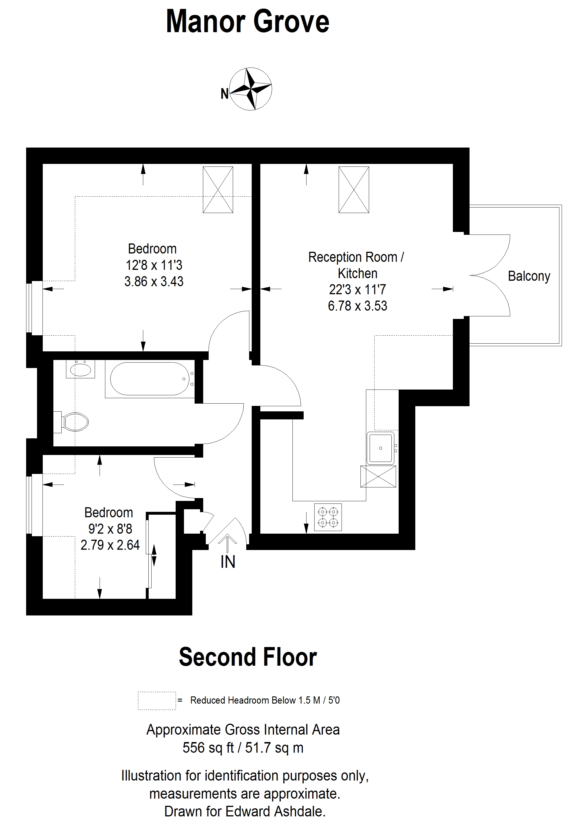 2 bed apartment to rent in Manor Grove, Beckenham - Property floorplan