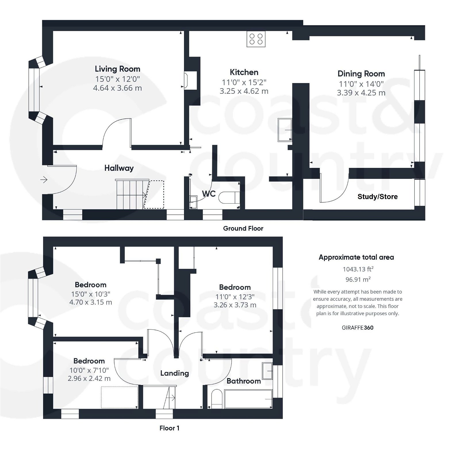 3 bed semi-detached house for sale in Rydon Estate, Newton Abbot - Property floorplan