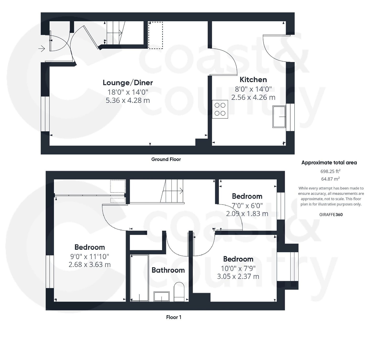 3 bed terraced house for sale in Spring Close, Newton Abbot - Property floorplan