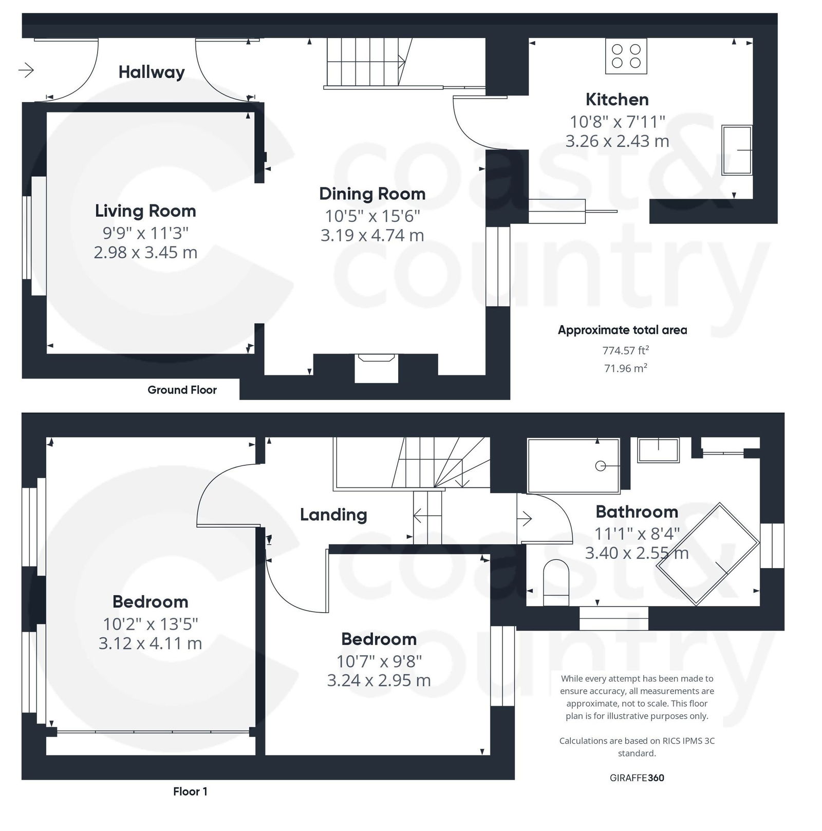 2 bed end of terrace house for sale in Gladstone Place, Newton Abbot - Property floorplan