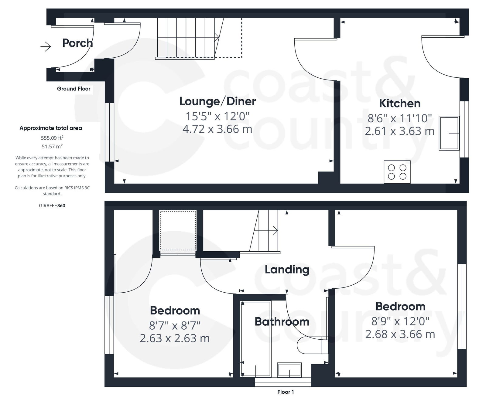 2 bed semi-detached house for sale in Webber Close, Newton Abbot - Property floorplan