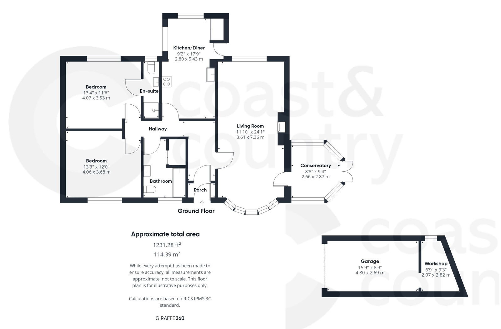 2 bed bungalow for sale in Marguerite Close, Newton Abbot - Property floorplan