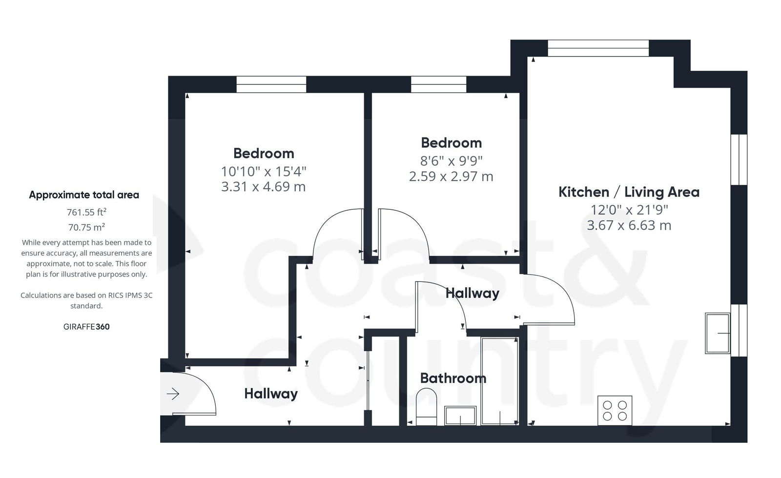 2 bed flat for sale, Newton Abbot - Property floorplan