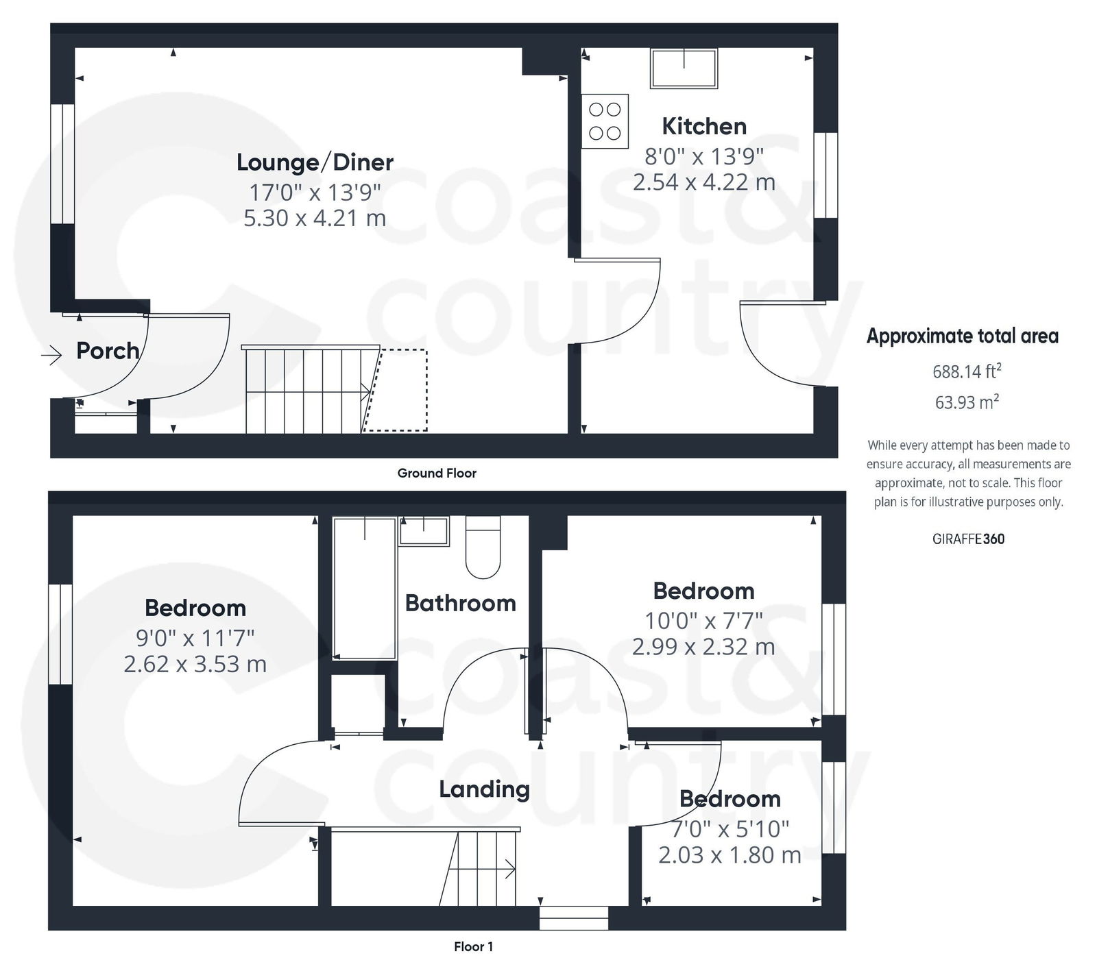 3 bed semi-detached house for sale in Chercombe Close, Newton Abbot - Property floorplan