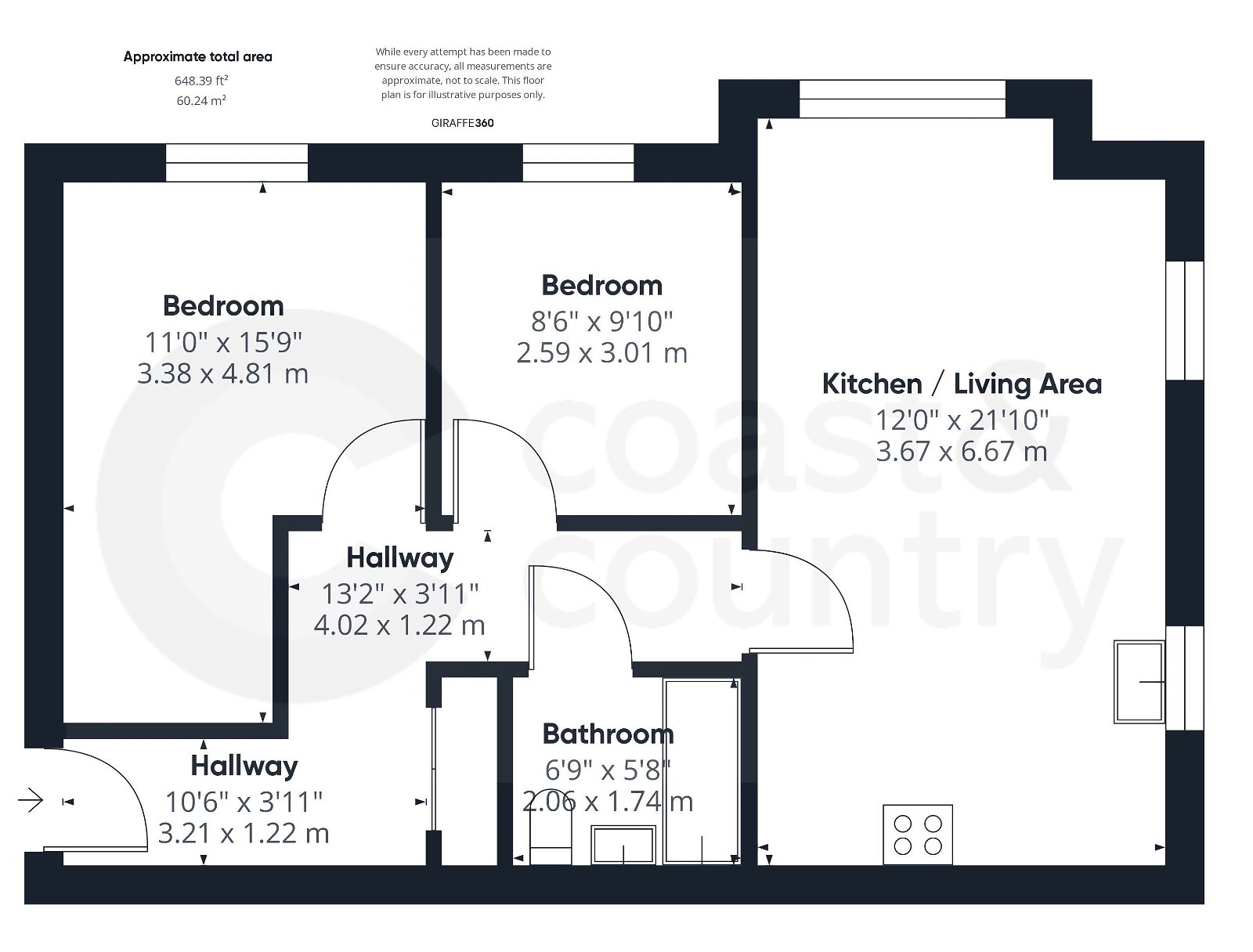 2 bed flat for sale, Newton Abbot - Property floorplan