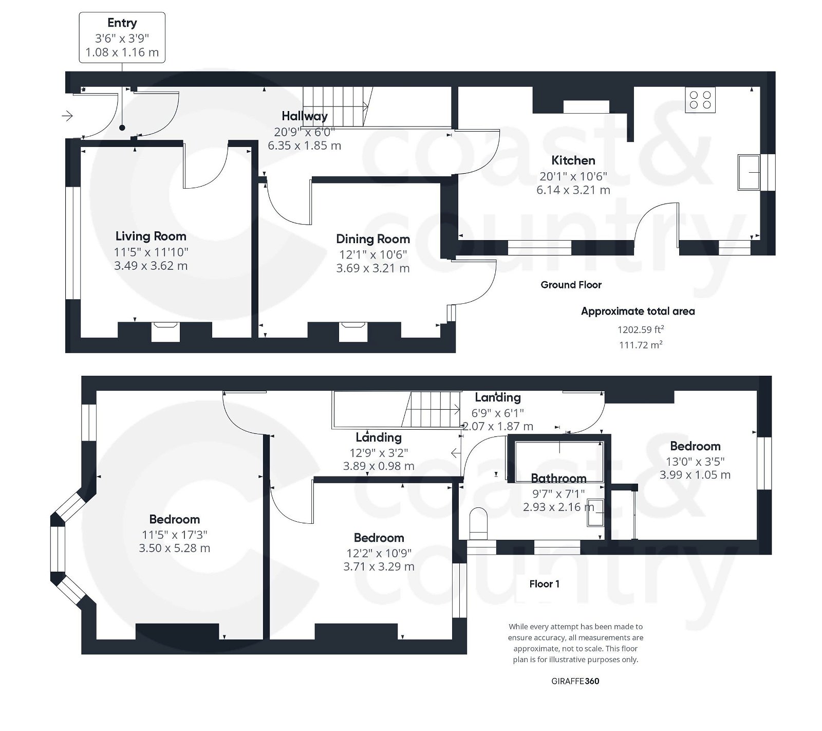 3 bed terraced house for sale in Abbotsbury Road, Newton Abbot - Property floorplan