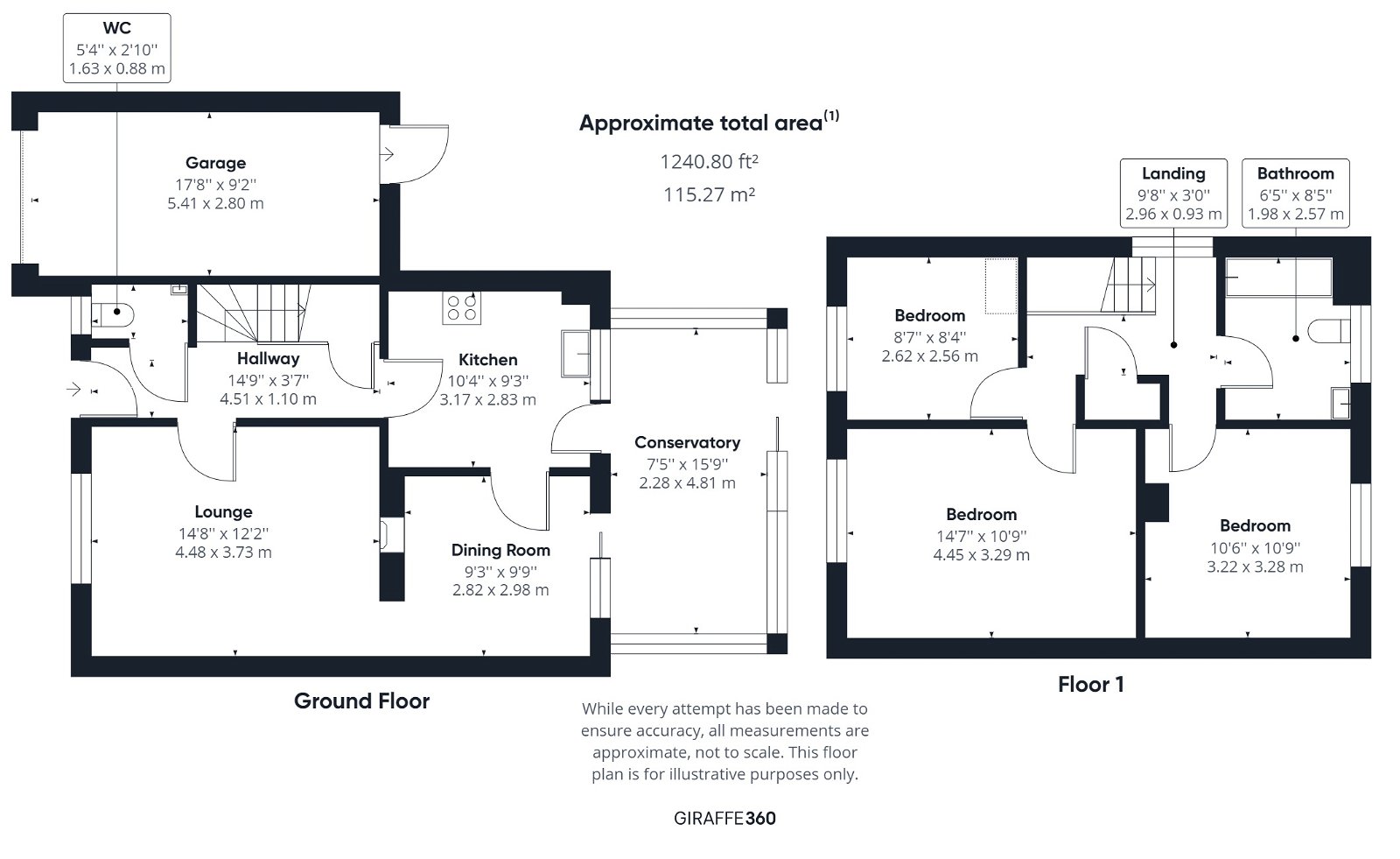 3 bed link detached house for sale in Randolph Court, Newton Abbot - Property floorplan