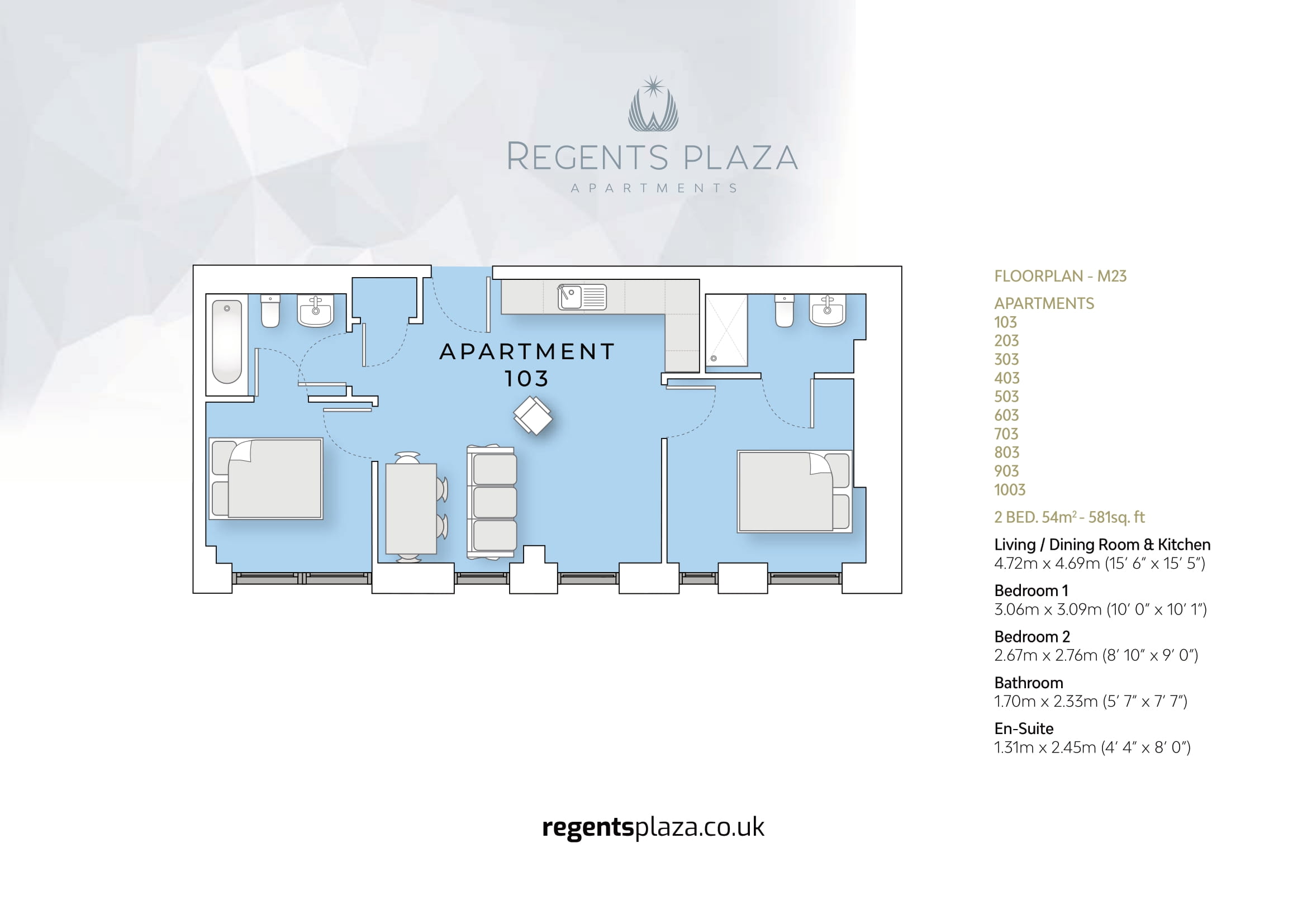 2 bed flat to rent in Regents Plaza, Gosforth - Property floorplan