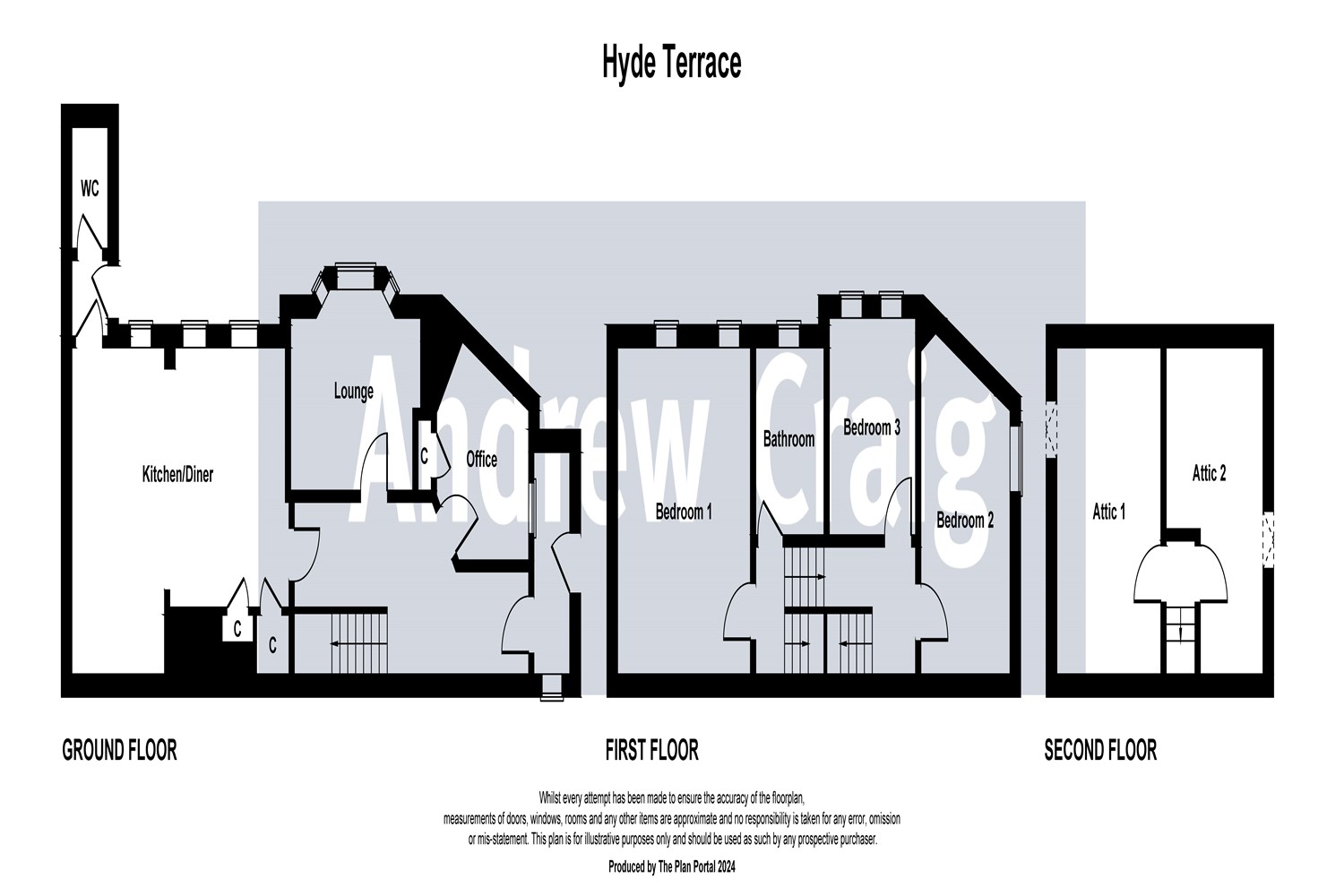 3 bed end of terrace house for sale in Hyde Terrace, Gosforth - Property floorplan