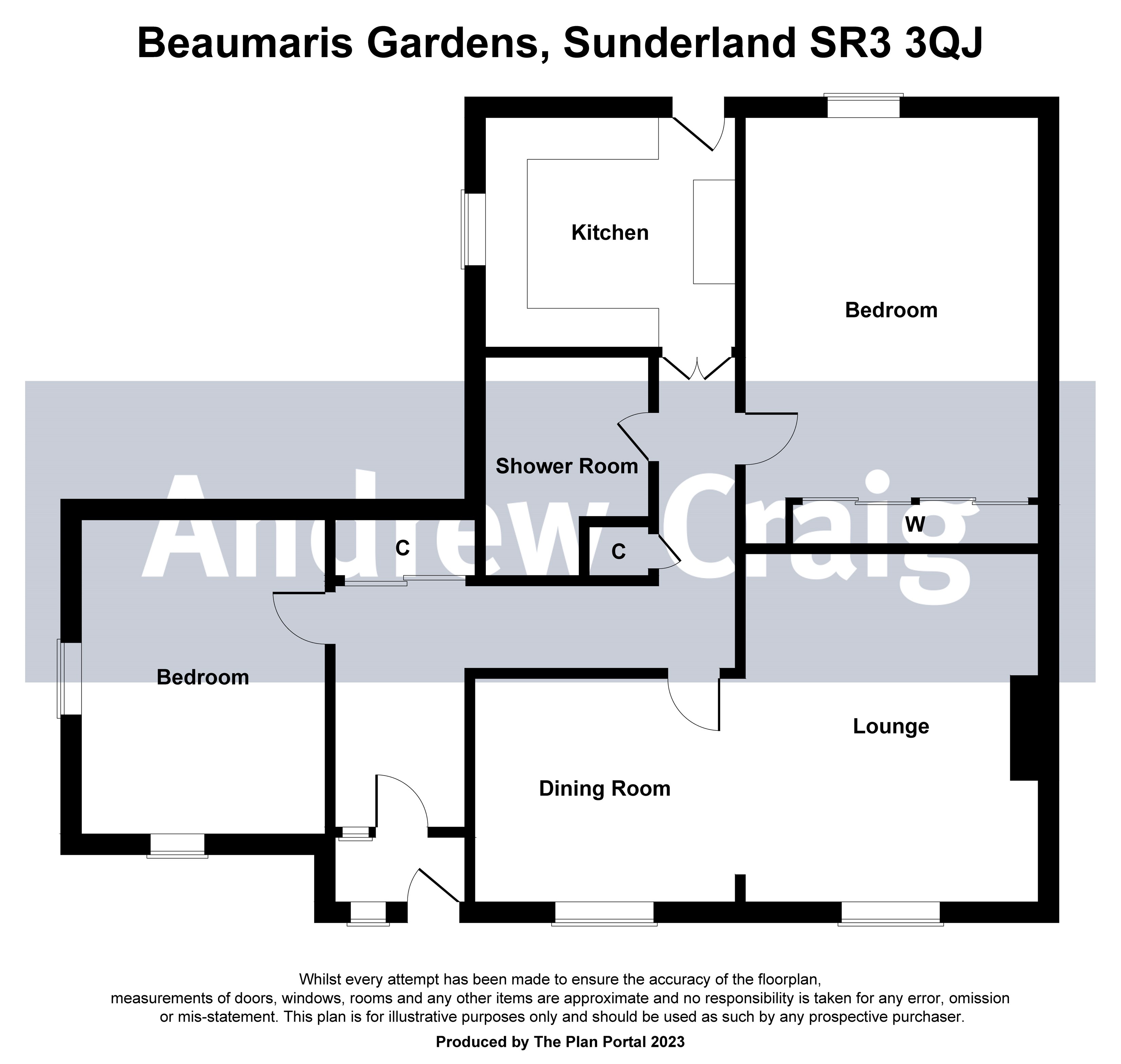 2 bed semi-detached bungalow for sale in Beaumaris Gardens, Sunderland - Property floorplan
