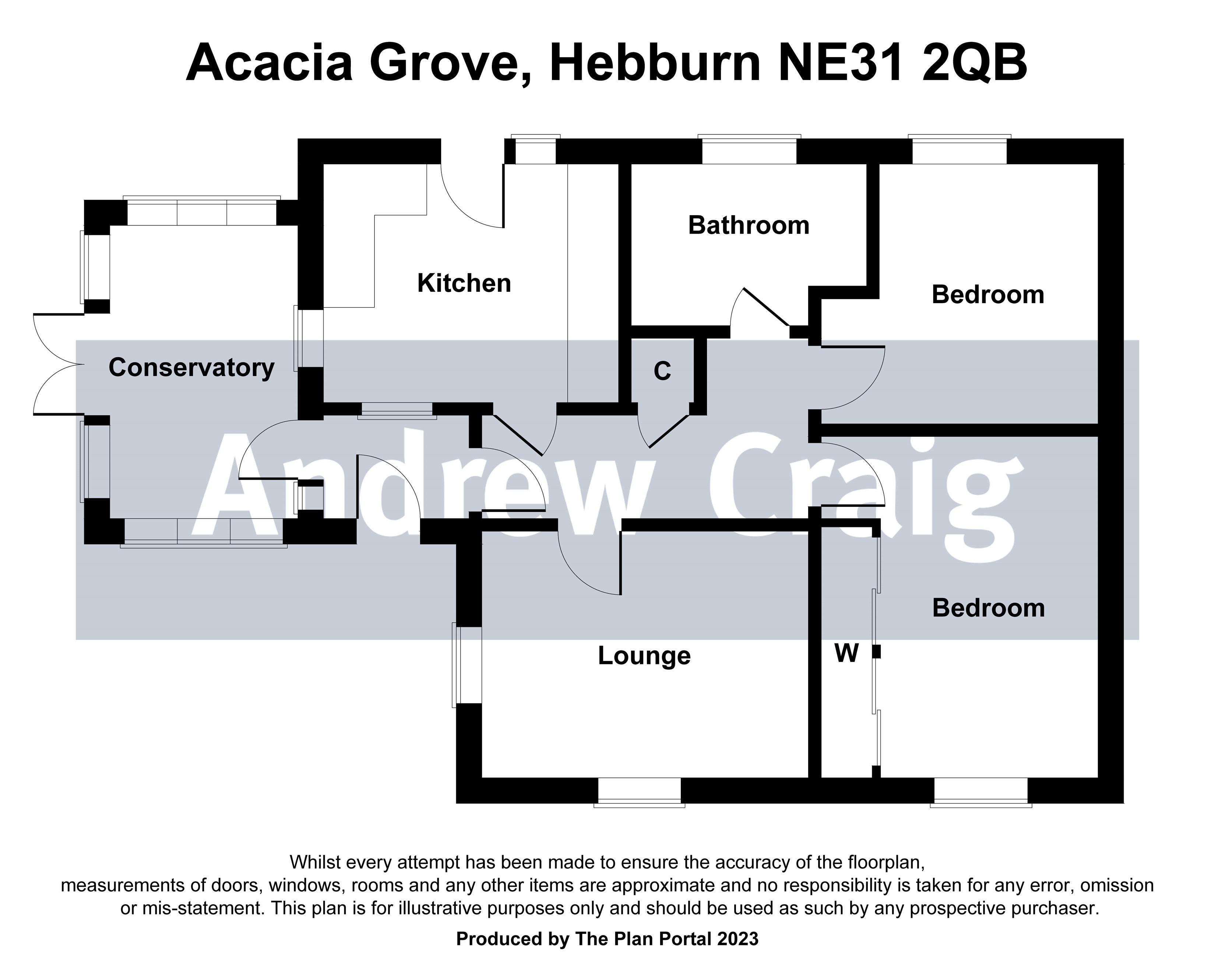 2 bed semi-detached bungalow for sale in Acacia Grove, Hebburn - Property floorplan