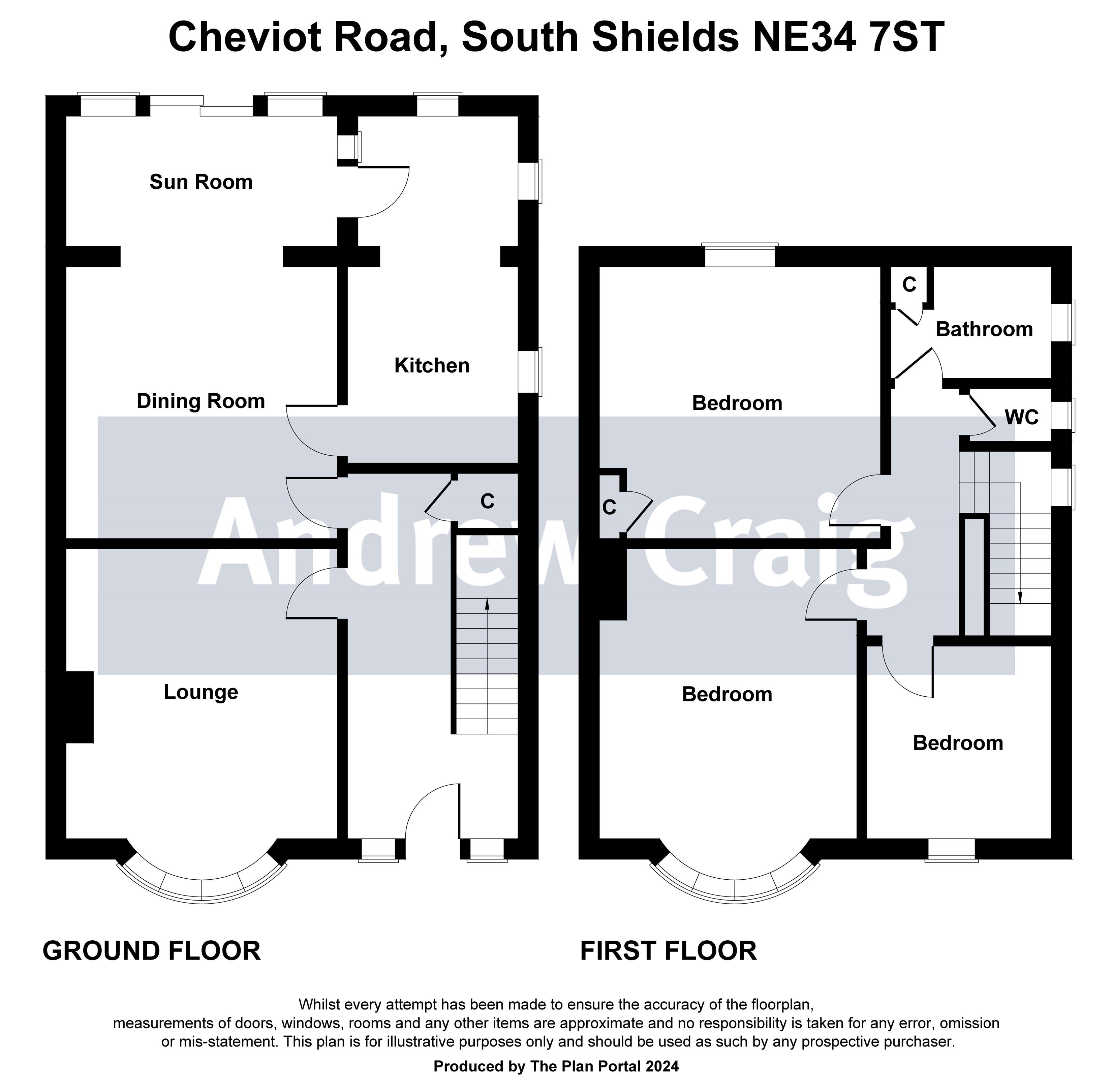 3 bed semi-detached house for sale in Cheviot Road, South Shields - Property floorplan