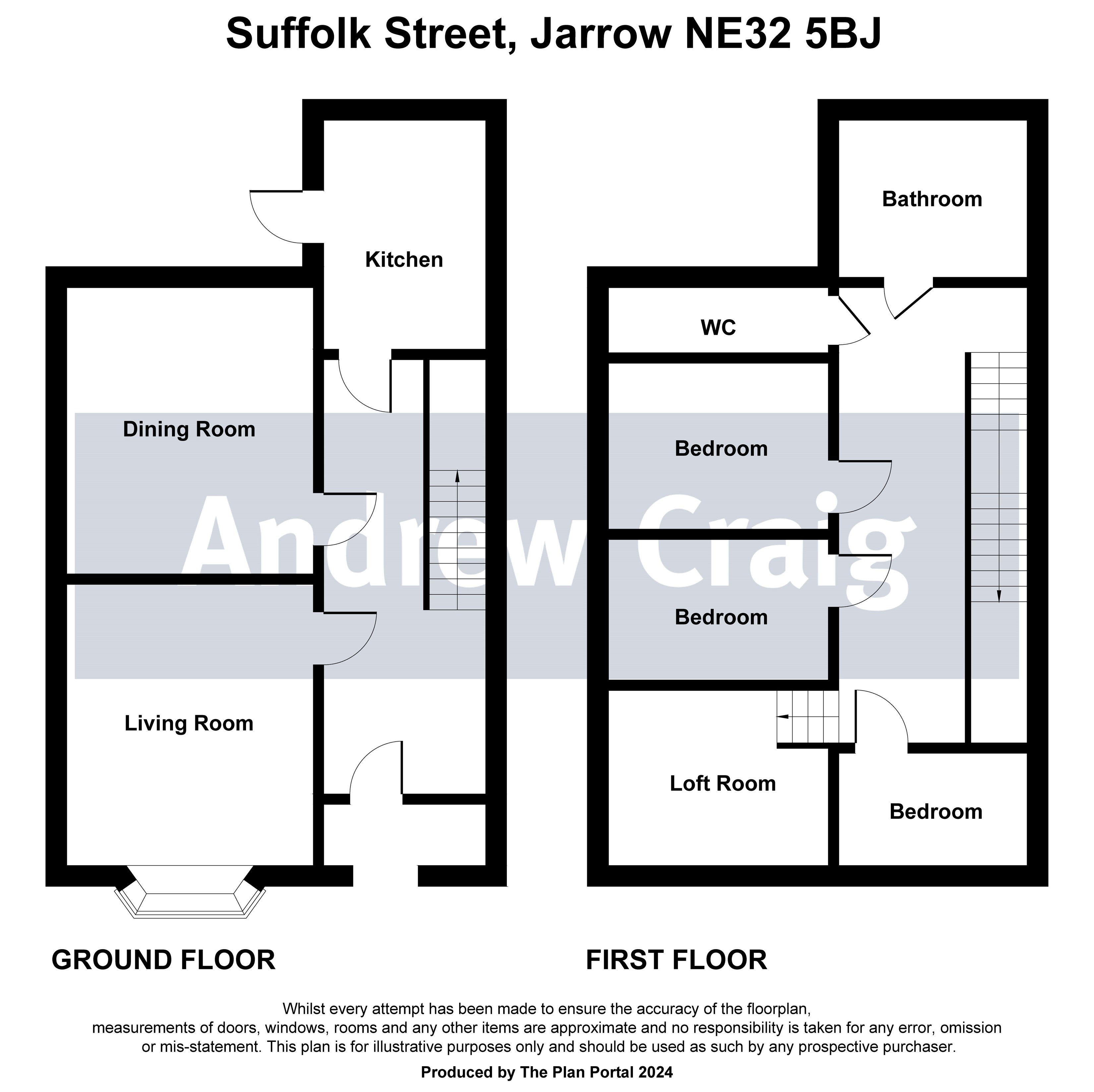 3 bed house for sale in Suffolk Street, Jarrow - Property floorplan