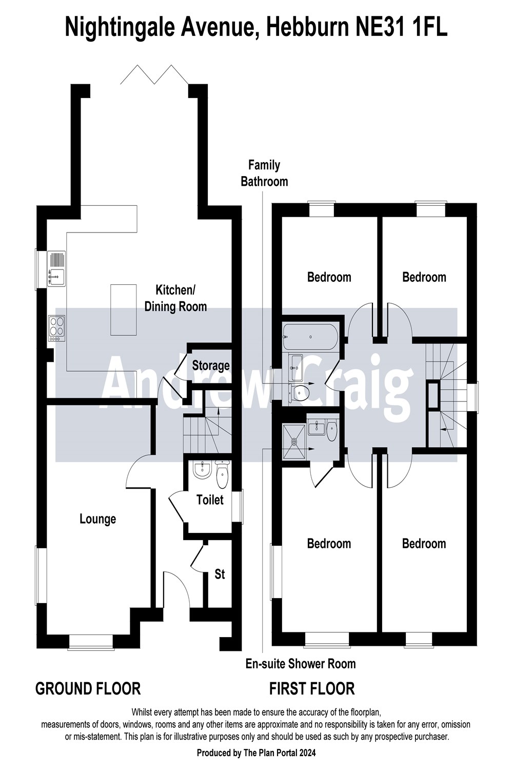 4 bed detached house for sale in Nightingale Avenue, Hebburn - Property floorplan