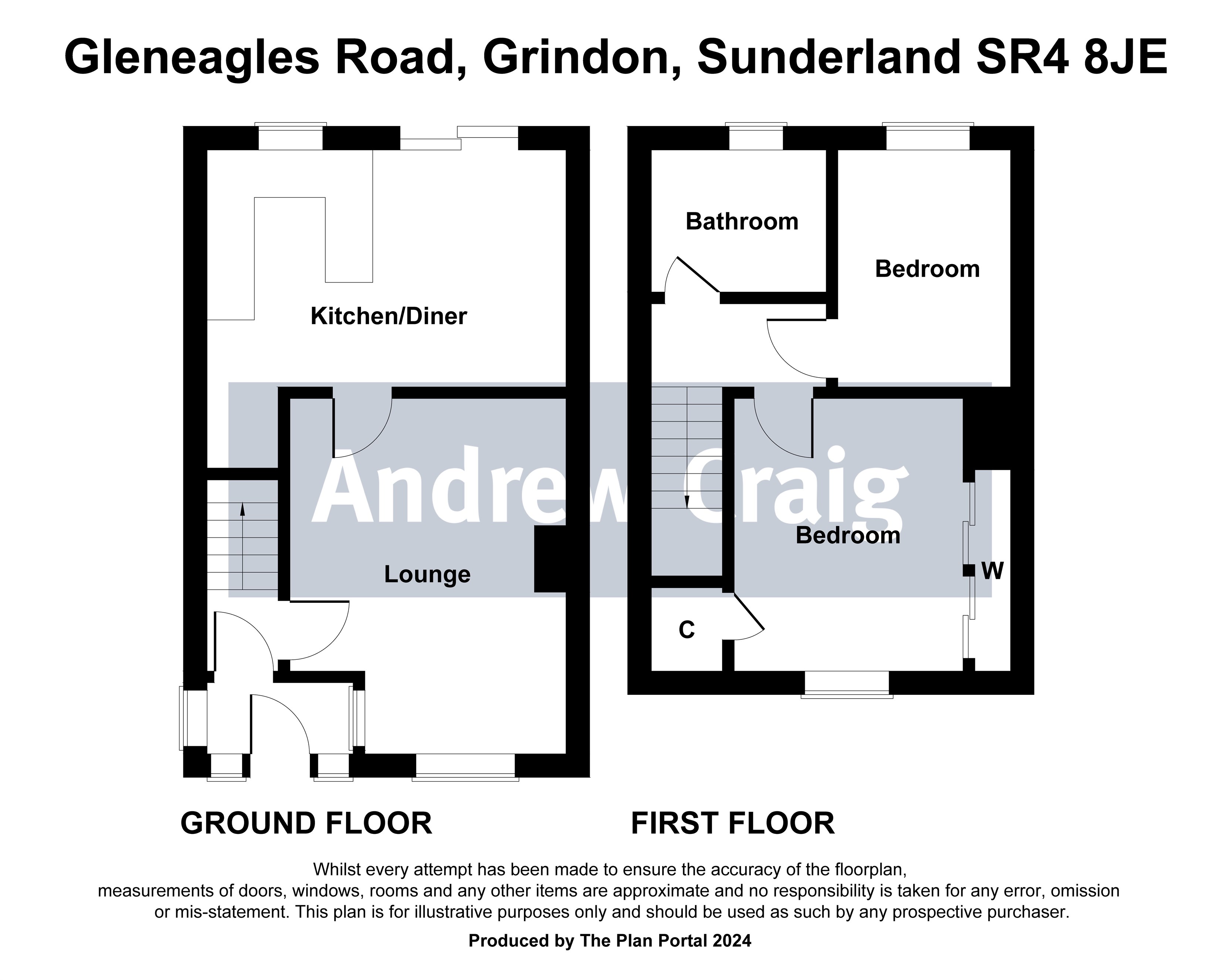 2 bed semi-detached house for sale in Gleneagles Road, Sunderland - Property floorplan