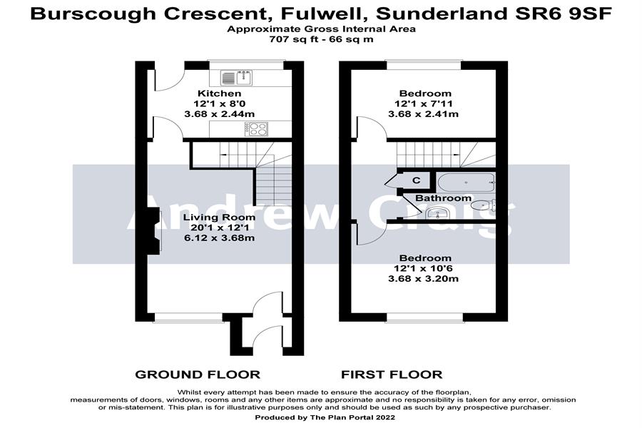 2 bed house for sale in Burscough Crescent, Sunderland - Property floorplan