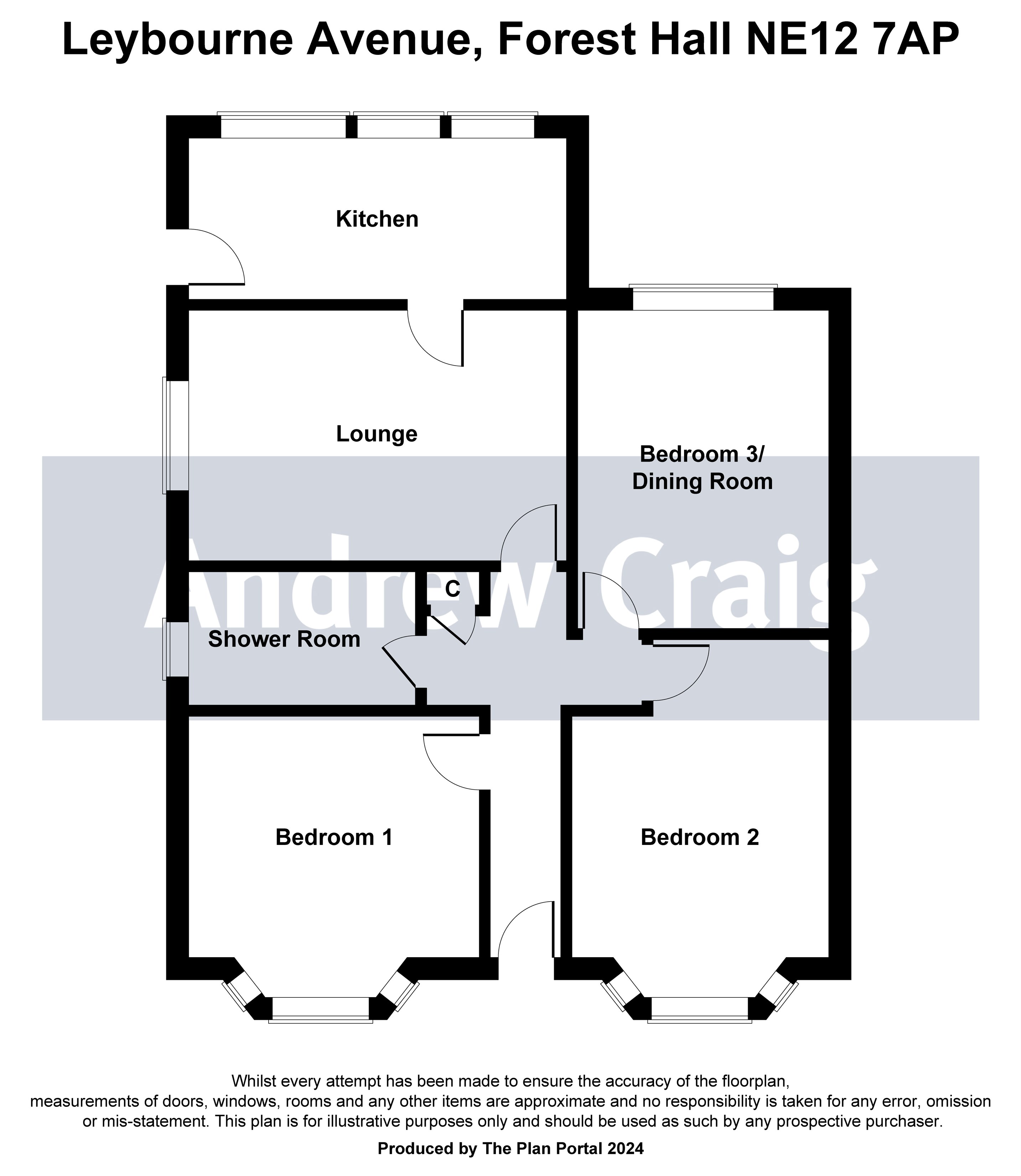 3 bed semi-detached bungalow for sale in Leybourne Avenue, Forest Hall - Property floorplan