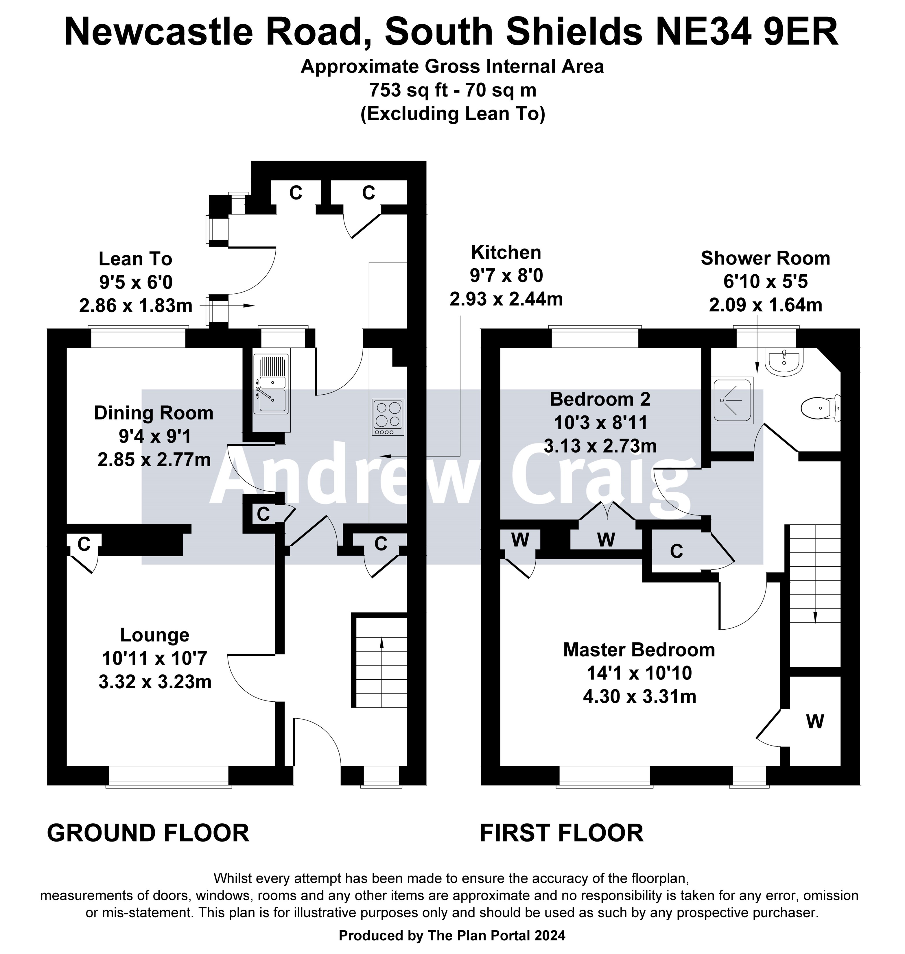 2 bed end of terrace house for sale in Newcastle Road, South Shields - Property floorplan