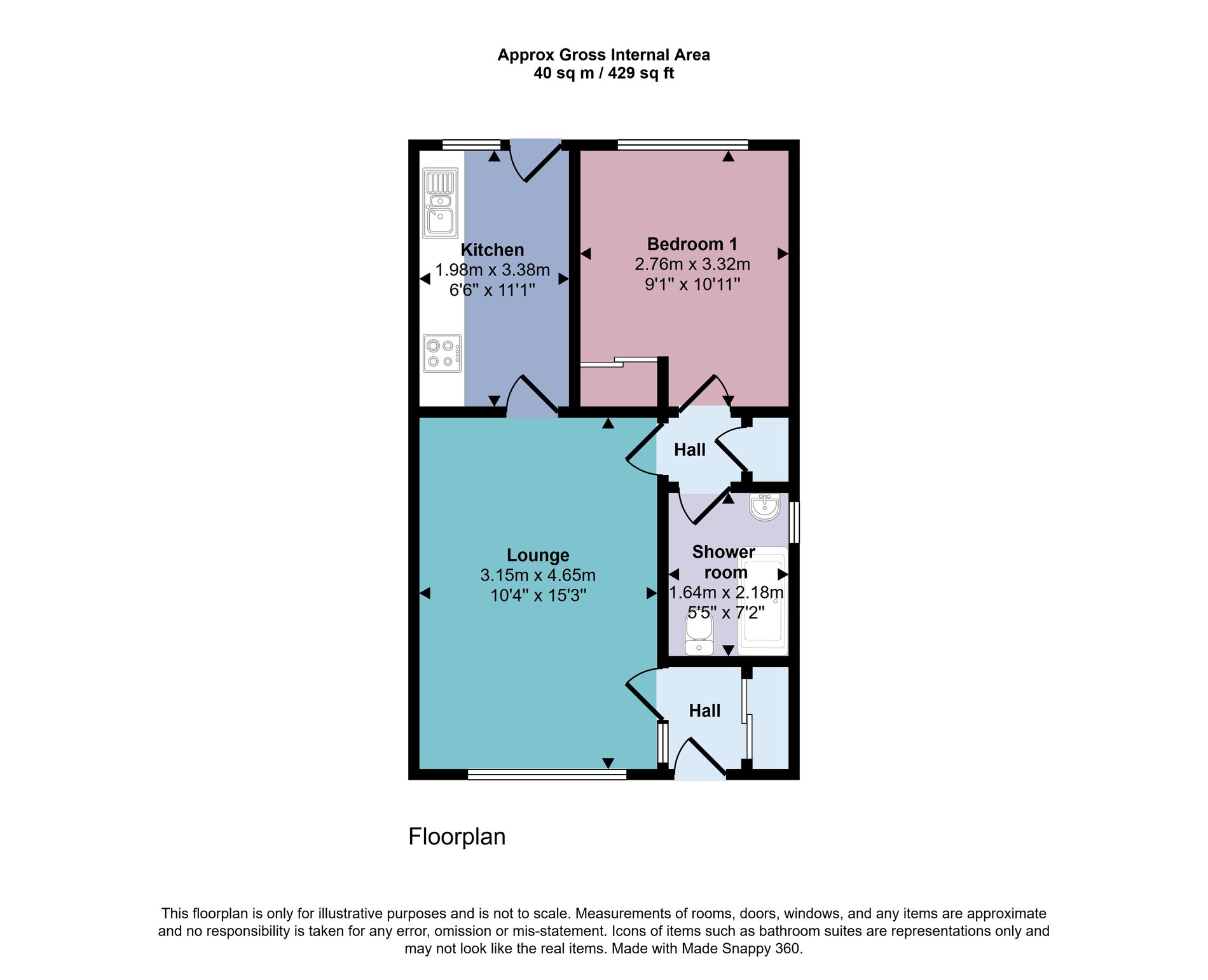 1 bed semi-detached house for sale in Buchan Drive, Dunblane - Property floorplan