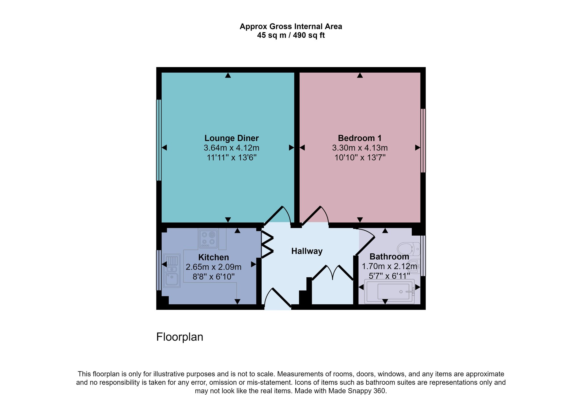 1 bed flat for sale in Anderson Street, Dunblane - Property floorplan