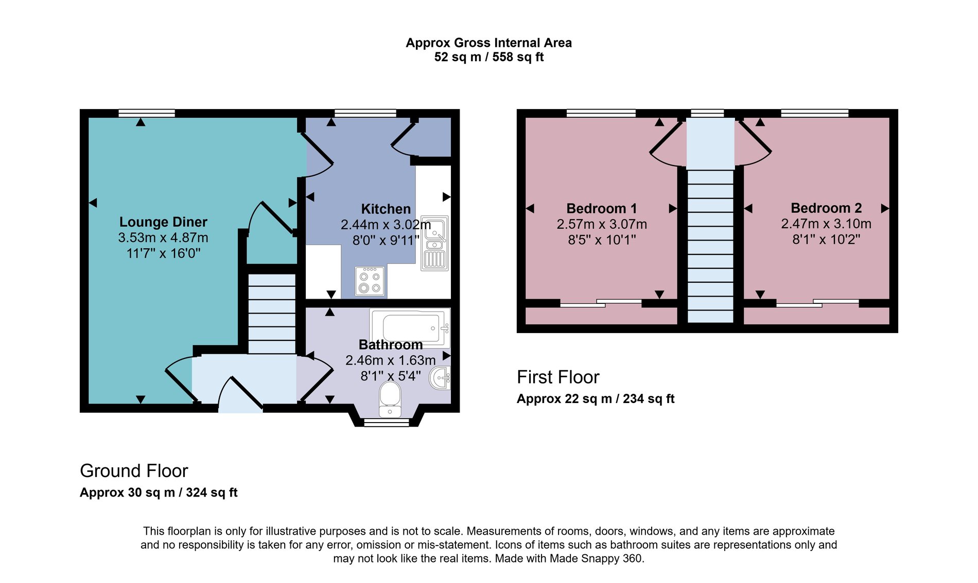 2 bed flat for sale in Stirling Street, Denny - Property floorplan