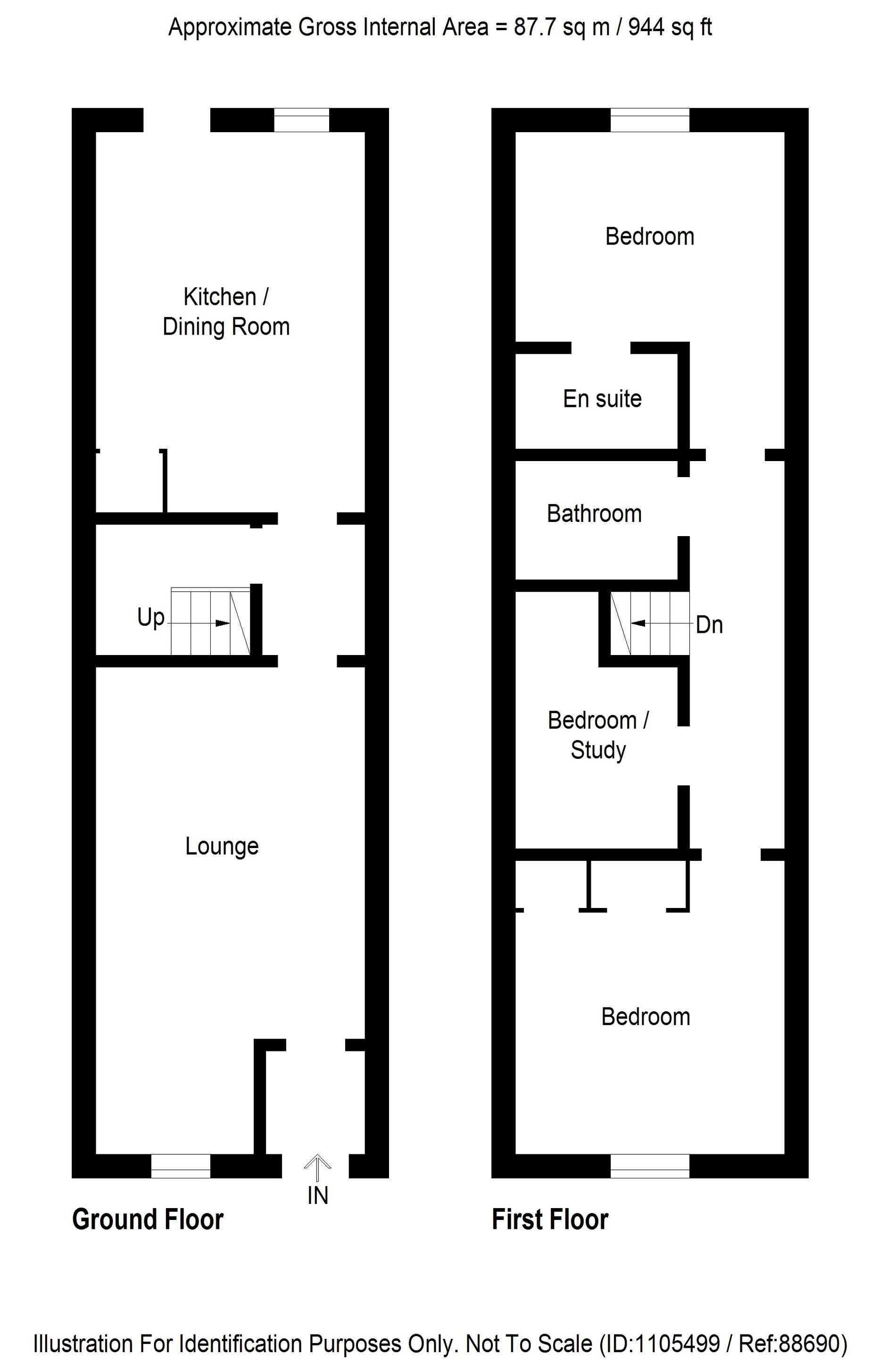 3 bed terraced house for sale in Moray Street, Auchterarder - Property floorplan