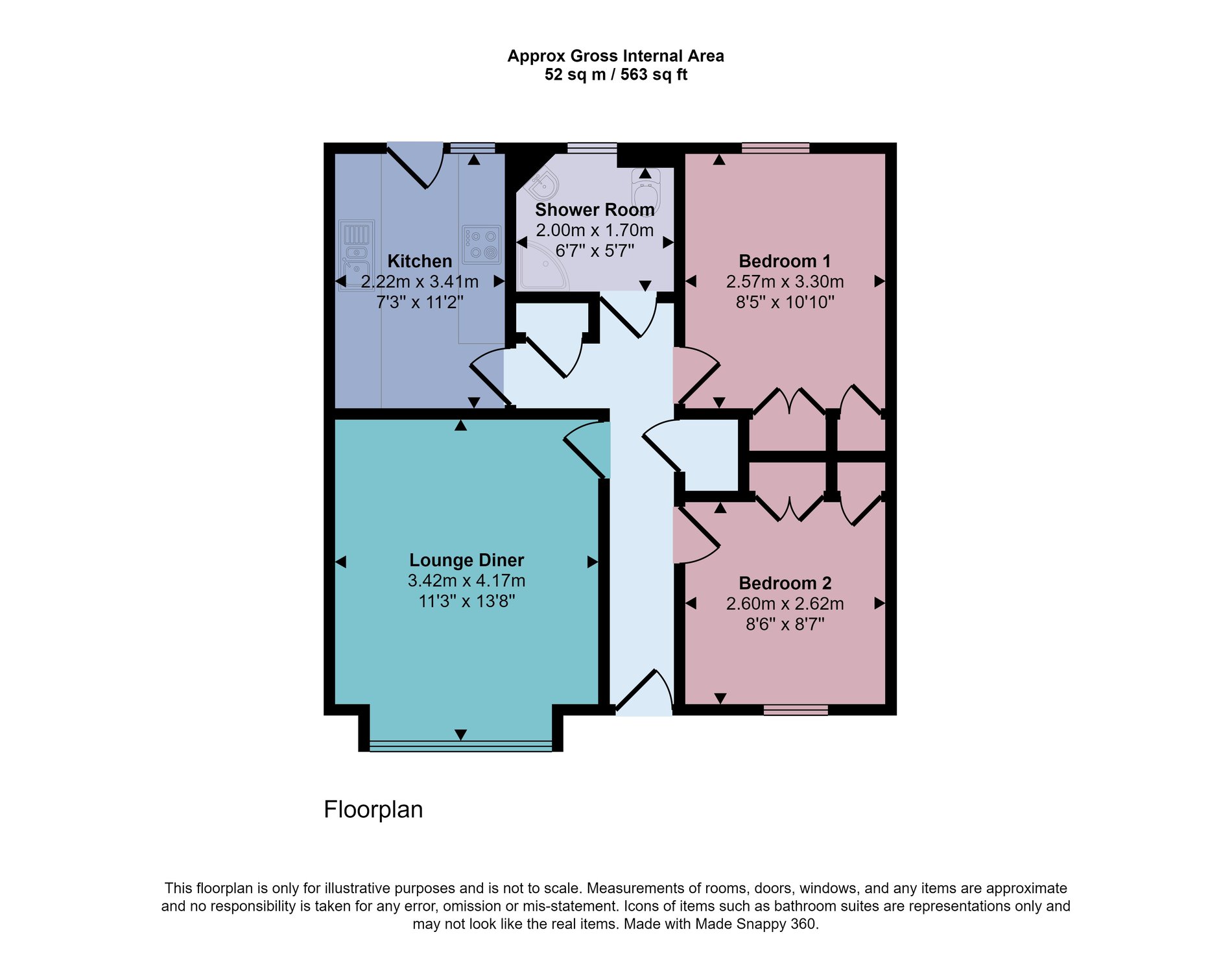 2 bed bungalow for sale in Holmehill Court, Dunblane - Property floorplan