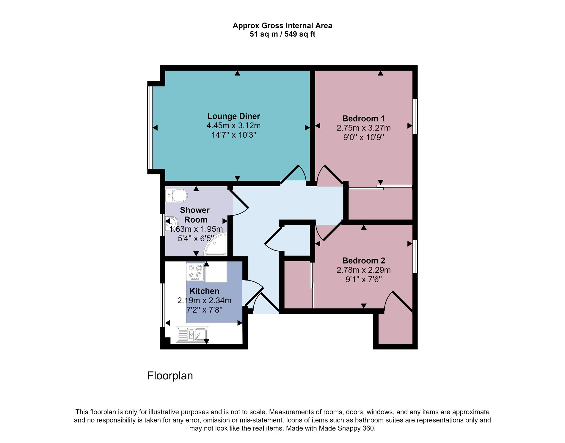 2 bed for sale in Holmehill Court - Property floorplan