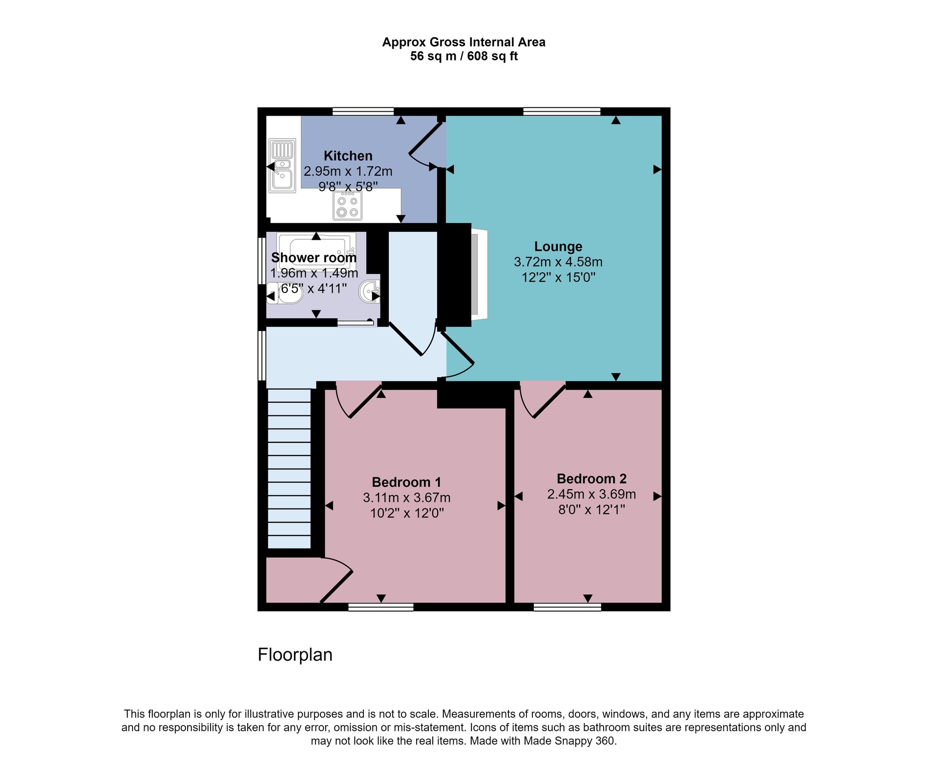 2 bed flat for sale in Perth Road, Dunblane - Property floorplan