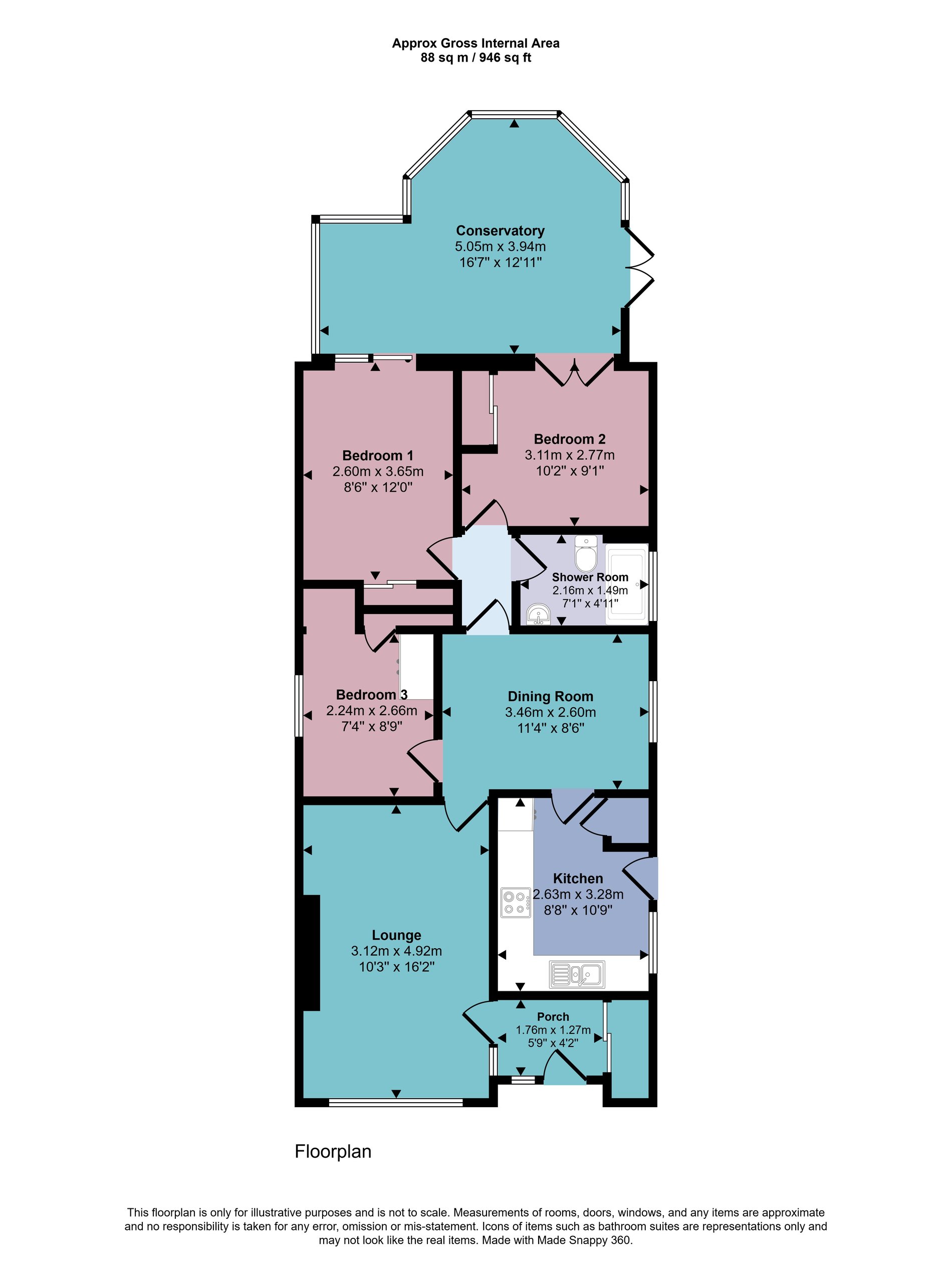 3 bed bungalow for sale in Wallace Road, Dunblane - Property floorplan