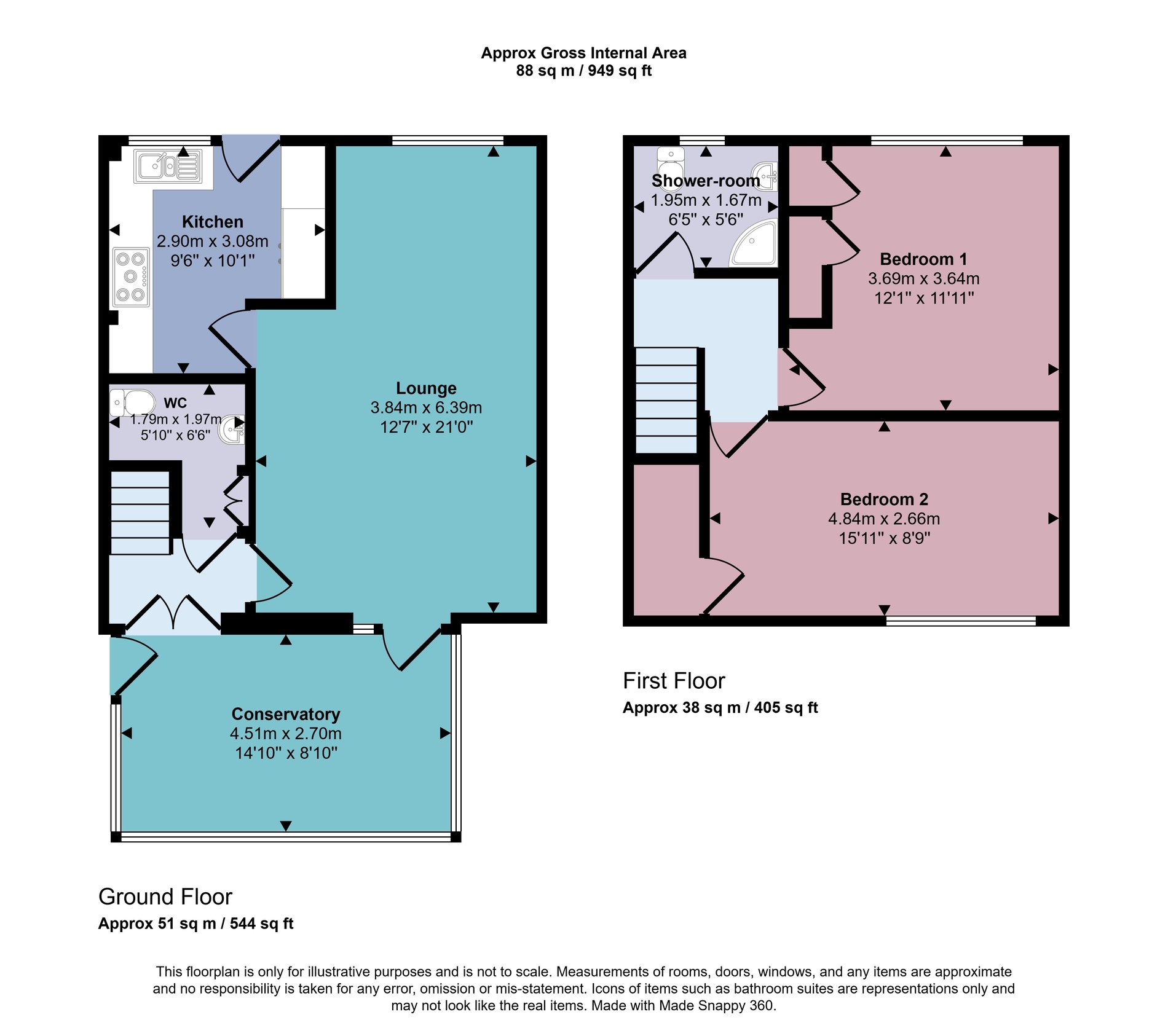 2 bed semi-detached house for sale in Willoughby Place, Callander - Property floorplan